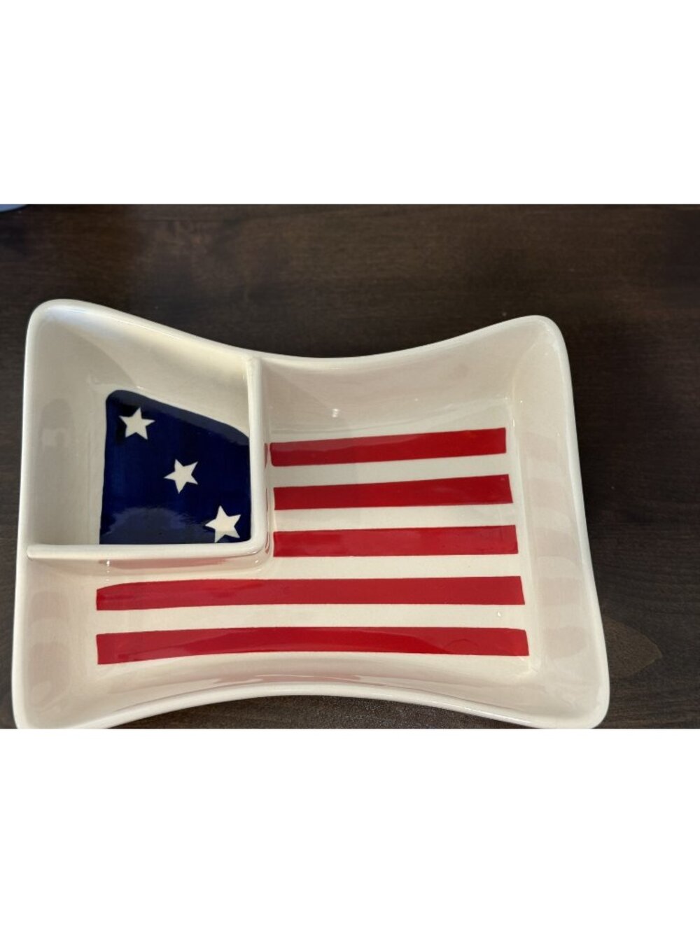 Vintage Russ Berrie USA/American Flag Shaped Chip & Dip Serving Bowl  July 4